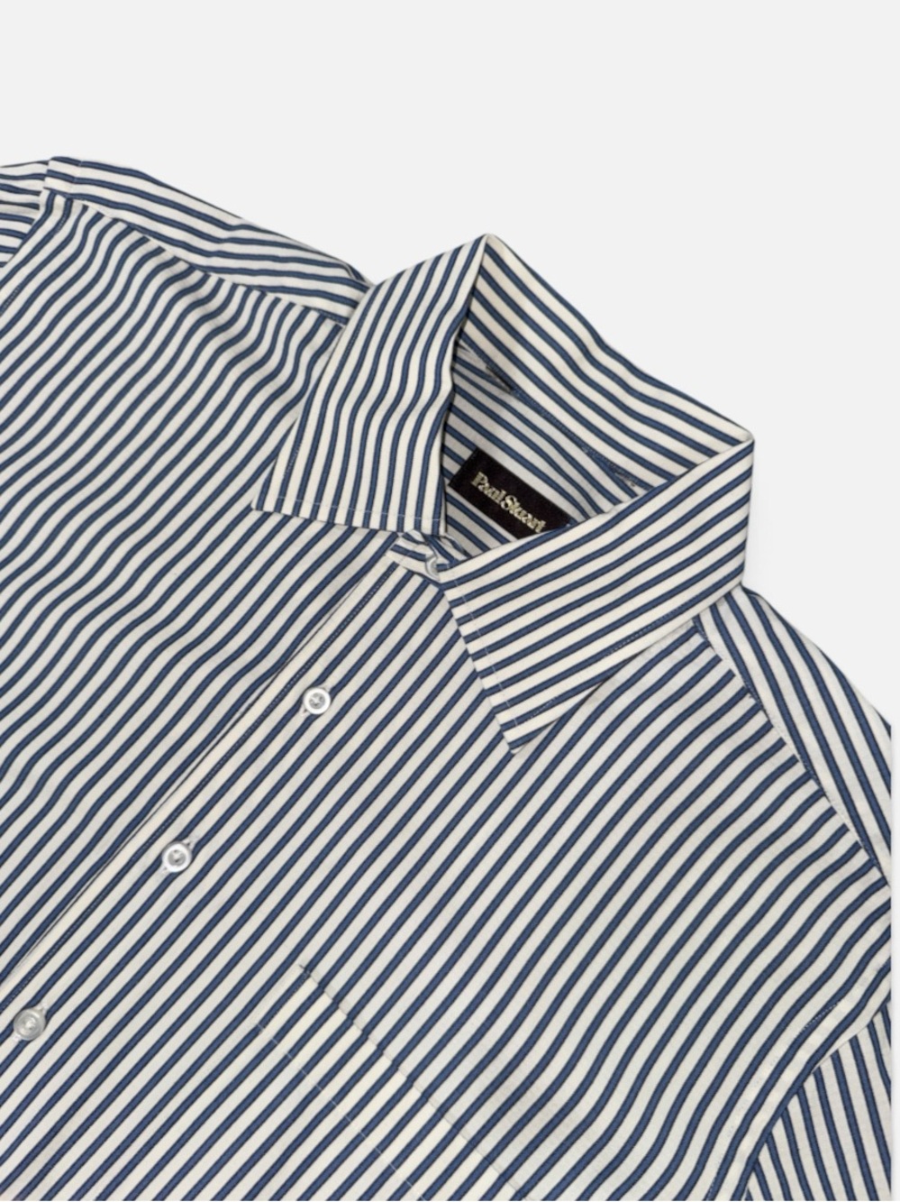 Paul Stuart mens XL white blue stripe 100% cotton button up casual shirt EUC